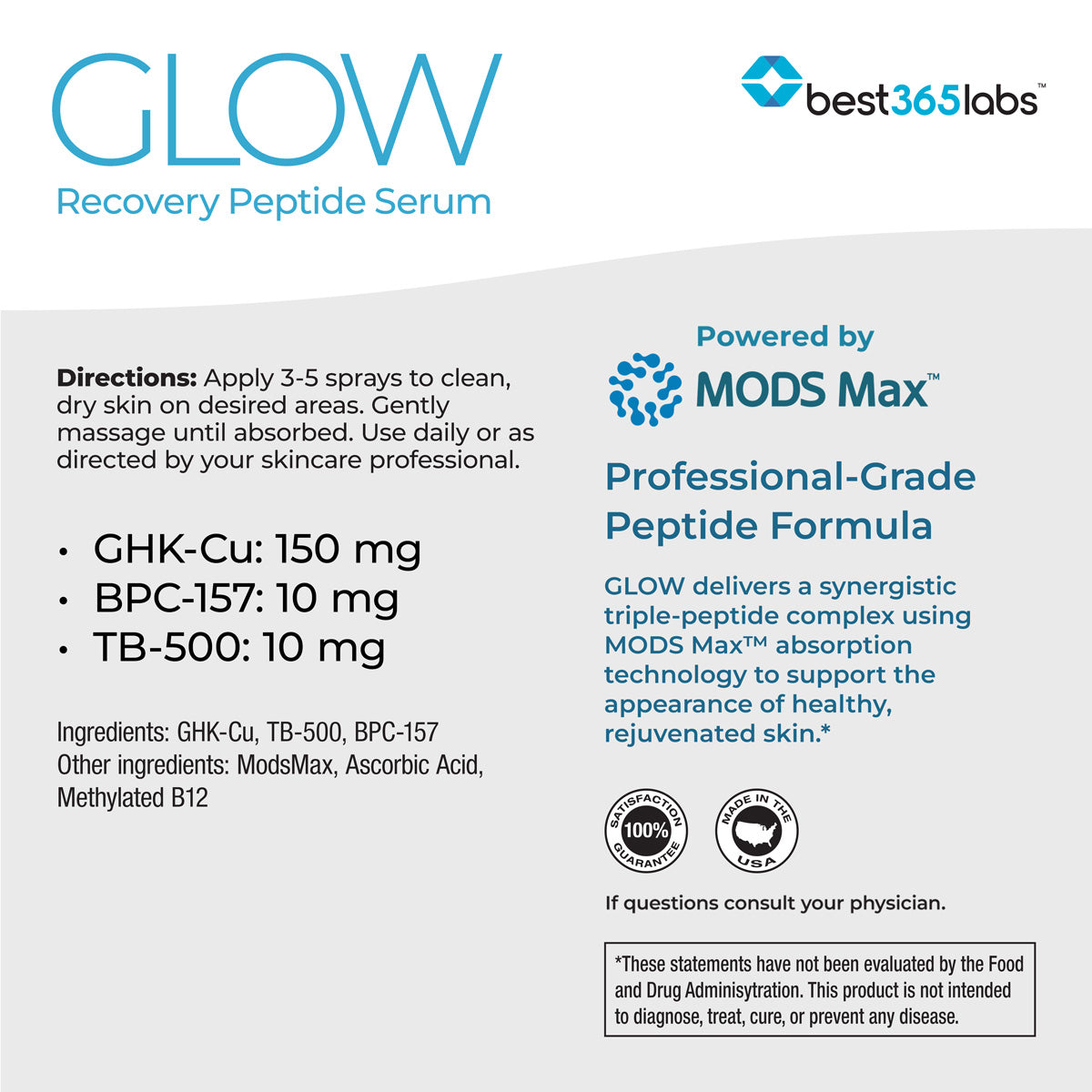 Best 365 Labs- GLOW Recovery Peptide Serum