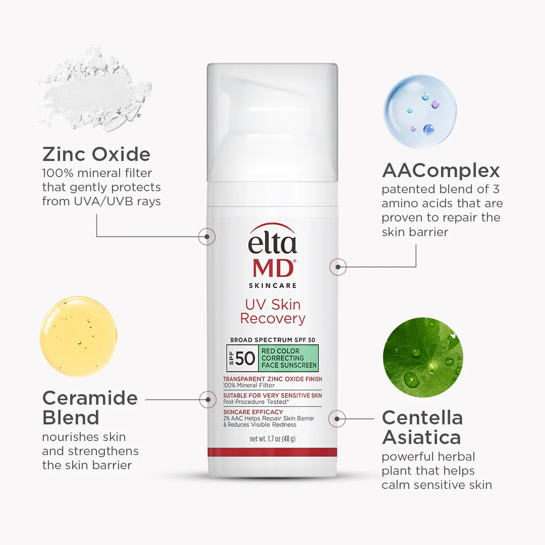 EltaMD- UV Skin Recovery Red Color Correcting Green Tinted Broad Spectrum SPF 50